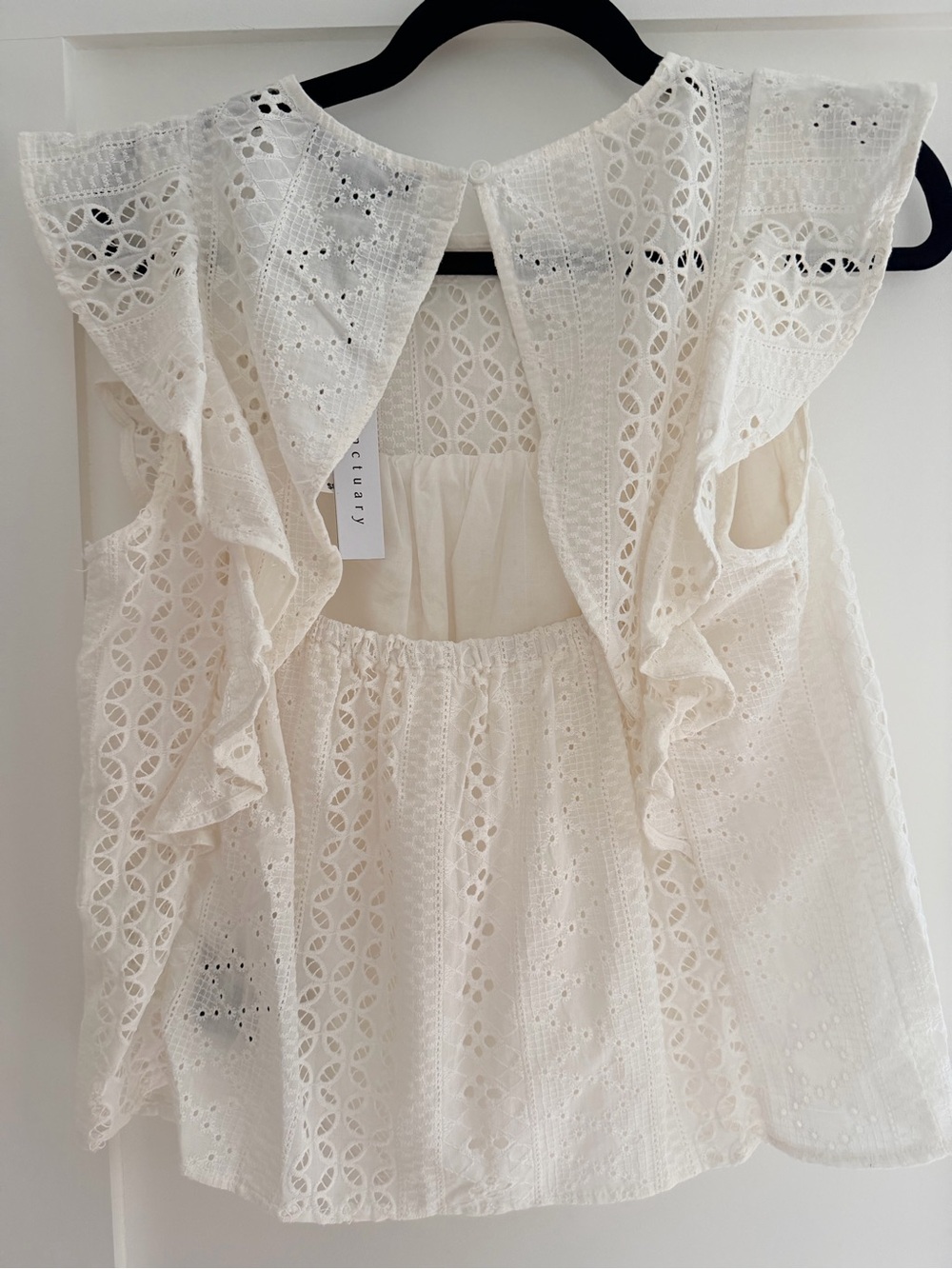 Sanctuary White Eyelet Ruffle Sleeve Blouse - Picture 15 of 15